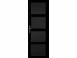New GD Menuiseries Bloque de puerta Telia negro 4 paneles H204 x L73 Empujando hacia la derecha Mesa de dimensiones Color natural claro