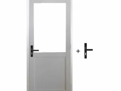 Online Bloque para puerta de taller BLANCO sin parteluz Al. 204 x L. 73 Empujando hacia la derecha Dimensiones de la mesa + tirador Puerta Con Marco