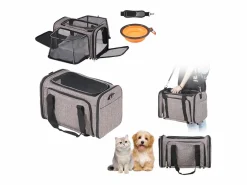 Hot Bolsa de Transporte para Gatos SucceBuy con Ruedas, para Mascotas de Menos de 11 KG, Incluye un Recipiente Plegable, Gris