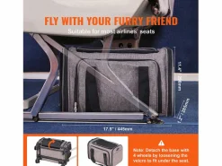 Hot Bolsa de Transporte para Gatos SucceBuy con Ruedas, para Mascotas de Menos de 11 KG, Incluye un Recipiente Plegable, Gris