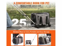 Hot Bolsa de Transporte para Gatos SucceBuy con Ruedas, para Mascotas de Menos de 11 KG, Incluye un Recipiente Plegable, Gris