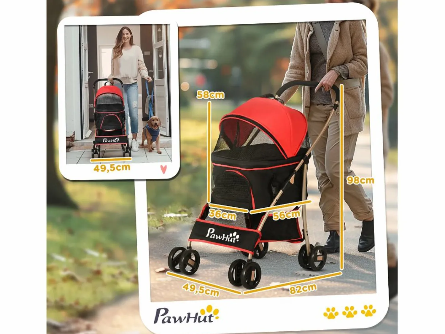 Bolsa de transporte plegable 2 en 1 para perros y gatos, de tela Oxford, color (82 x 49,5 x 98 cm)