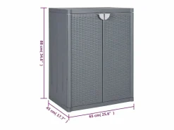 Discount Garden Furniture Borric Armario de almacenaje para jardín PP ratán 65x45x88 cm Gris