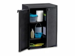 Hot Garden Furniture Borric Armario de almacenaje de jardín PP ratán 65x45x88 cm Negro