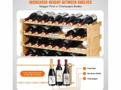 Outlet Botellero Apilable SucceBuy de 4 Niveles para 36 Botellas, de Madera de Bambú Natural