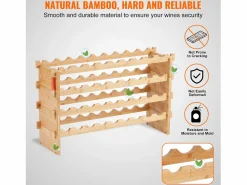 Outlet Botellero Apilable SucceBuy de 4 Niveles para 36 Botellas, de Madera de Bambú Natural
