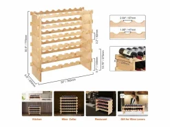 Online Botellero Apilable SucceBuy para 48 Botellas, Estante de Exhibición de Madera de Bambú de 6 Niveles Botellero