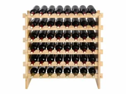 Online Botellero Apilable SucceBuy para 48 Botellas, Estante de Exhibición de Madera de Bambú de 6 Niveles Botellero
