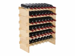Online Botellero Apilable SucceBuy para 48 Botellas, Estante de Exhibición de Madera de Bambú de 6 Niveles Botellero