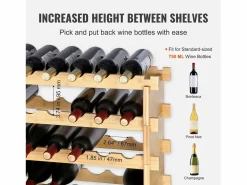 Botellero de Bambú SucceBuy de 8 Niveles para 72 Botellas, Apilable y Modular.