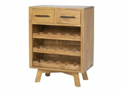 Outlet OZAIA Botellero de madera de mindi, 15 botellas, ancho 60 x fondo 35 x alto 80 cm, AVEIRO Color natural claro