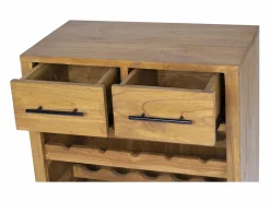 Outlet OZAIA Botellero de madera de mindi, 15 botellas, ancho 60 x fondo 35 x alto 80 cm, AVEIRO Color natural claro