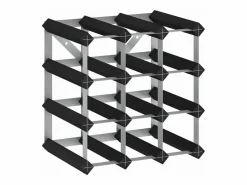 Outlet Botellero para 12 botellas madera maciza de pino ES585114 Negro