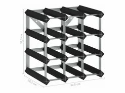 Outlet Botellero para 12 botellas madera maciza de pino ES585114 Negro