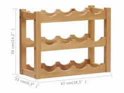 Clearance Botellero para 12 botellas madera maciza de roble 47x21x36 cm ES523930 Botellero|Accesorios Para Vino Y Bar