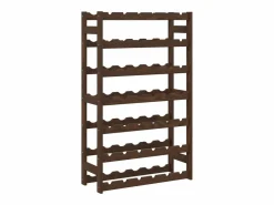 Clearance Botellero para 42 botellas madera maciza de pino marrón ES189143 Accesorios Para Vino Y Bar|Botellero