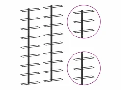 Clearance Botelleros de pared para 18 botellas 2 unidades hierro ES881430 Negro