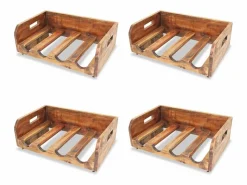 Clearance Botelleros para 16 botellas 4 uds madera maciza reciclada ES182196 Botellero|Accesorios Para Vino Y Bar