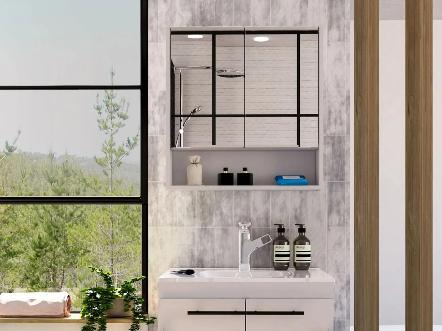 Clearance Botiquin Jaspe en Melamina, con espejos , 62.48 cm X 59.94 cm X 13.97 cm , Mueble De Pared Para Baño