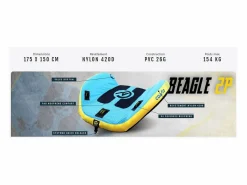 Best COASTO Boya remolcada Beagle 175 x 150 cm - Nylon 420 D - PVC 26G - 4 asas de neopreno - Carga máxima 154 kg - 2 plazas Azul