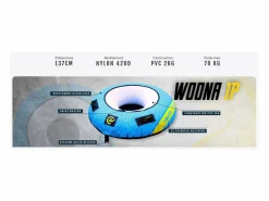 COASTO Boya remolcada Woona - 137 cm - Carga máx. 70 kg - 2 asas de neopreno - Nylon 420 D - Construcción PVC 26G - 1 plaza