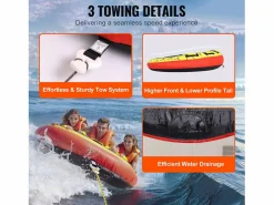Boya Remolcada Inflable SucceBuy, para 1 a 3 Pasajeros, 231 kg, Tubo Remolcable para Barco