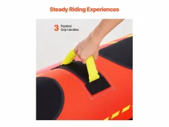 Boyera Remolcada Hinchable SucceBuy, Tubo de Deporte Náutico Hinchable para 1 a 3 Pasajeros, Capacidad de 231 kg Rojo