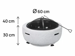 Outlet Habitat et jardin Brasero Barbacoa 2-en-1 Volkan en Óxido de Magnesio Blanco 60x60x40 cm con Tapa Antichispas Negro