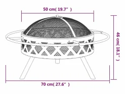 vidaxl Brasero con atizador acero XXL 70 cm