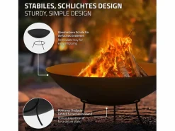 Hot Brasero de acero basero con 3 patas para barbacoa Ø 50 x 24 cm Brasero
