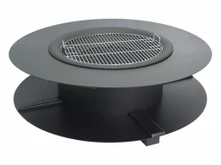 Vente-unique Brasero plancha grill con estante de leña, Ancho 120 x Prof. 120 x Alt. 40 cm, BARCENA