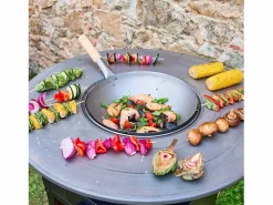 Discount Braséro con parrilla de cocción y almacenamiento de leña, 81.5cm Brasero