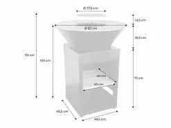 Discount Braséro con parrilla de cocción y almacenamiento de leña, 81.5cm Brasero
