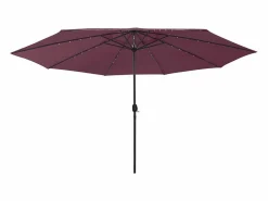 Outlet Garden Furniture Brintir Sombrilla de jardín con luces LED rojo burdeos 400 cm