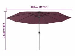 Outlet Garden Furniture Brintir Sombrilla de jardín con luces LED rojo burdeos 400 cm