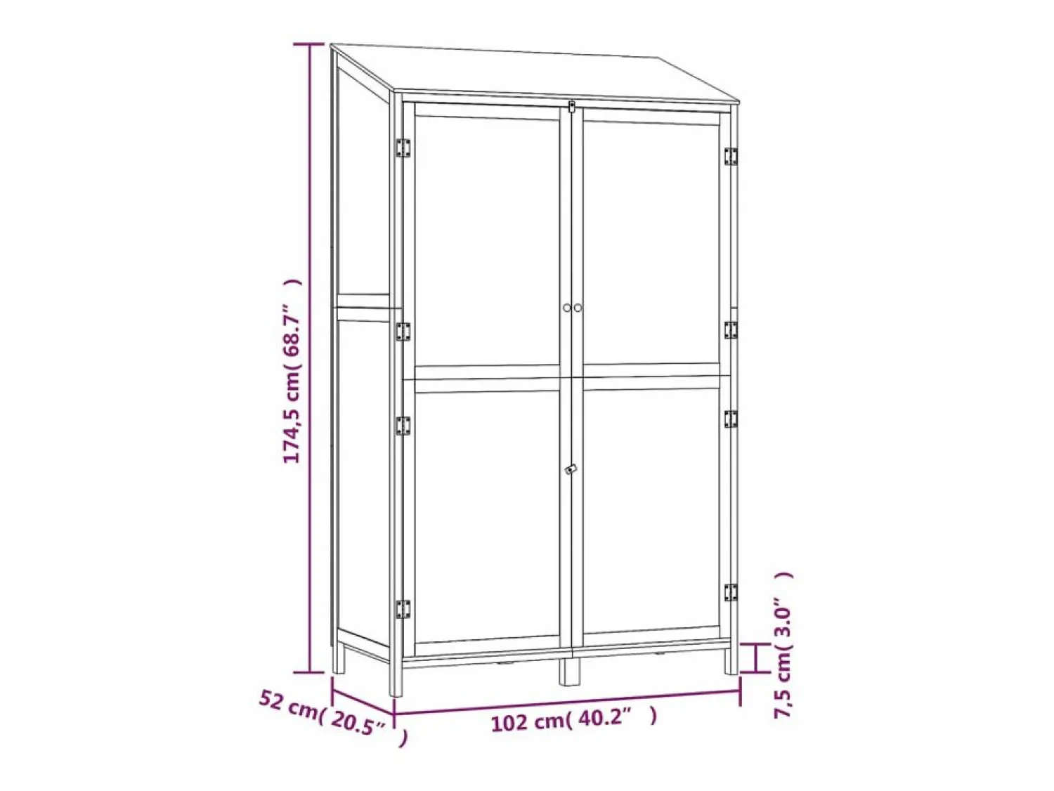 Hot Bristol Cobertizo de jardín madera maciza abeto 102x52x174,5cm Caseta De Jardín