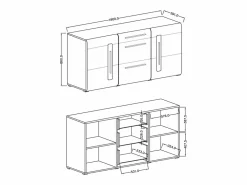 New Petits-Meubles Bufé 2 puertas 3 cajones Louis Madera Marru00f3n