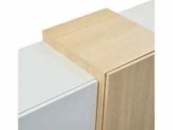 Outlet Buffé brillante 140x35x81 cm - con 2 puertas - con 4 cajones - MDF - blanco Aparador