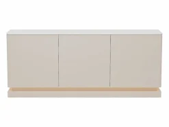 Sale Buffet 3 puertas con LEDs en MDF - Beige y efecto mármol blanco - DEVIKA Aparador