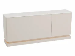 Sale Buffet 3 puertas con LEDs en MDF - Beige y efecto mármol blanco - DEVIKA Aparador