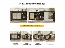 Sale ModernLuxe Buffet, barra de cocina giratoria extensible - en MDF - con diversos almacenamientos - Negro