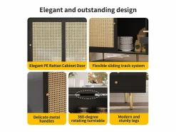 Sale ModernLuxe Buffet, barra de cocina giratoria extensible - en MDF - con diversos almacenamientos - Negro