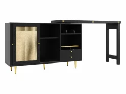 Sale ModernLuxe Buffet, barra de cocina giratoria extensible - en MDF - con diversos almacenamientos - Negro