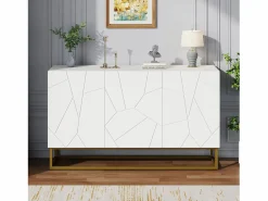 ModernLuxe Buffet brillante moderno - 3 puertas con 3 estantes ajustables - 130x36x76 cm -