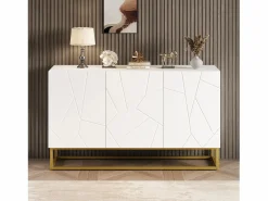 ModernLuxe Buffet brillante moderno - 3 puertas con 3 estantes ajustables - 130x36x76 cm -