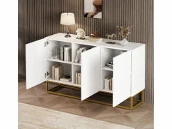 ModernLuxe Buffet brillante moderno - 3 puertas con 3 estantes ajustables - 130x36x76 cm -