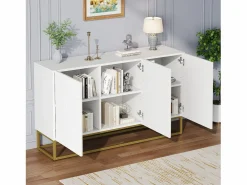ModernLuxe Buffet brillante moderno - 3 puertas con 3 estantes ajustables - 130x36x76 cm -
