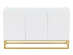ModernLuxe Buffet brillante moderno - 3 puertas con 3 estantes ajustables - 130x36x76 cm -