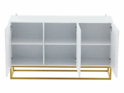 ModernLuxe Buffet brillante moderno - 3 puertas con 3 estantes ajustables - 130x36x76 cm -