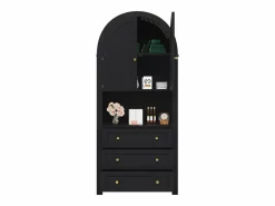 ModernLuxe Buffet de cocina 70×35×180 cm - 2 puertas y 3 cajones - parte superior abovedada -